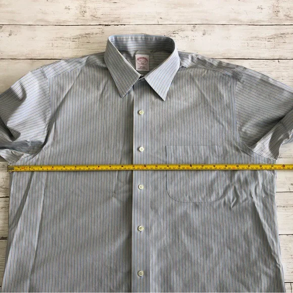BROOKS BROTHERS 346 Men Striped Long Sleeve Button up Shirt Sz 15 1/2-2/3 - Picture 8 of 10